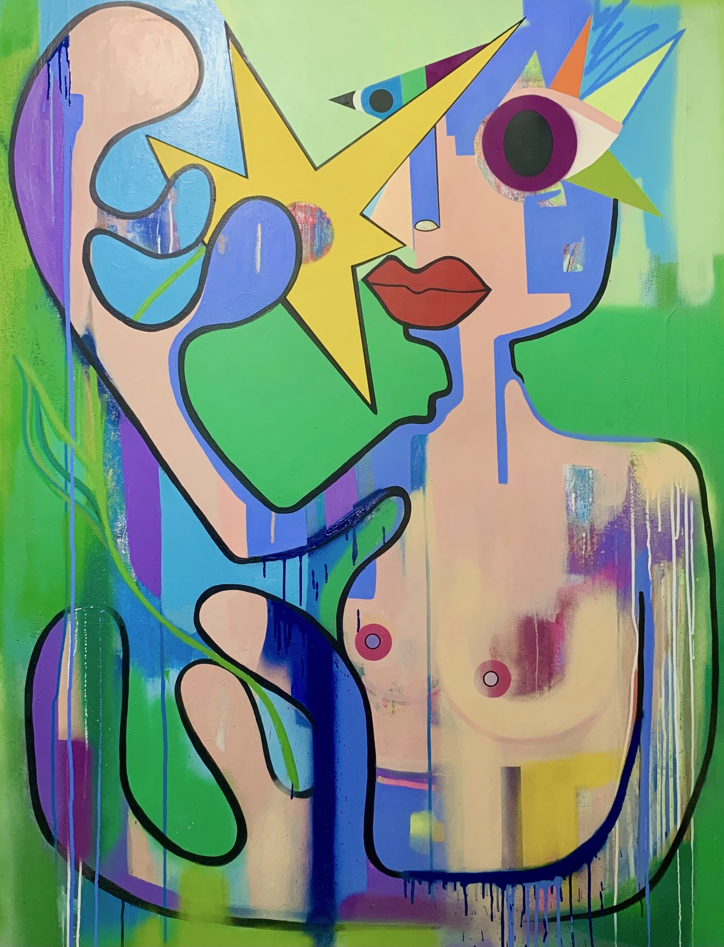 2.-Josephine-Barreiro_One-With-Nature...One-With-Soul_-acrylic-spray-paint-oil-stick-on-canvas_60-x-48-in.