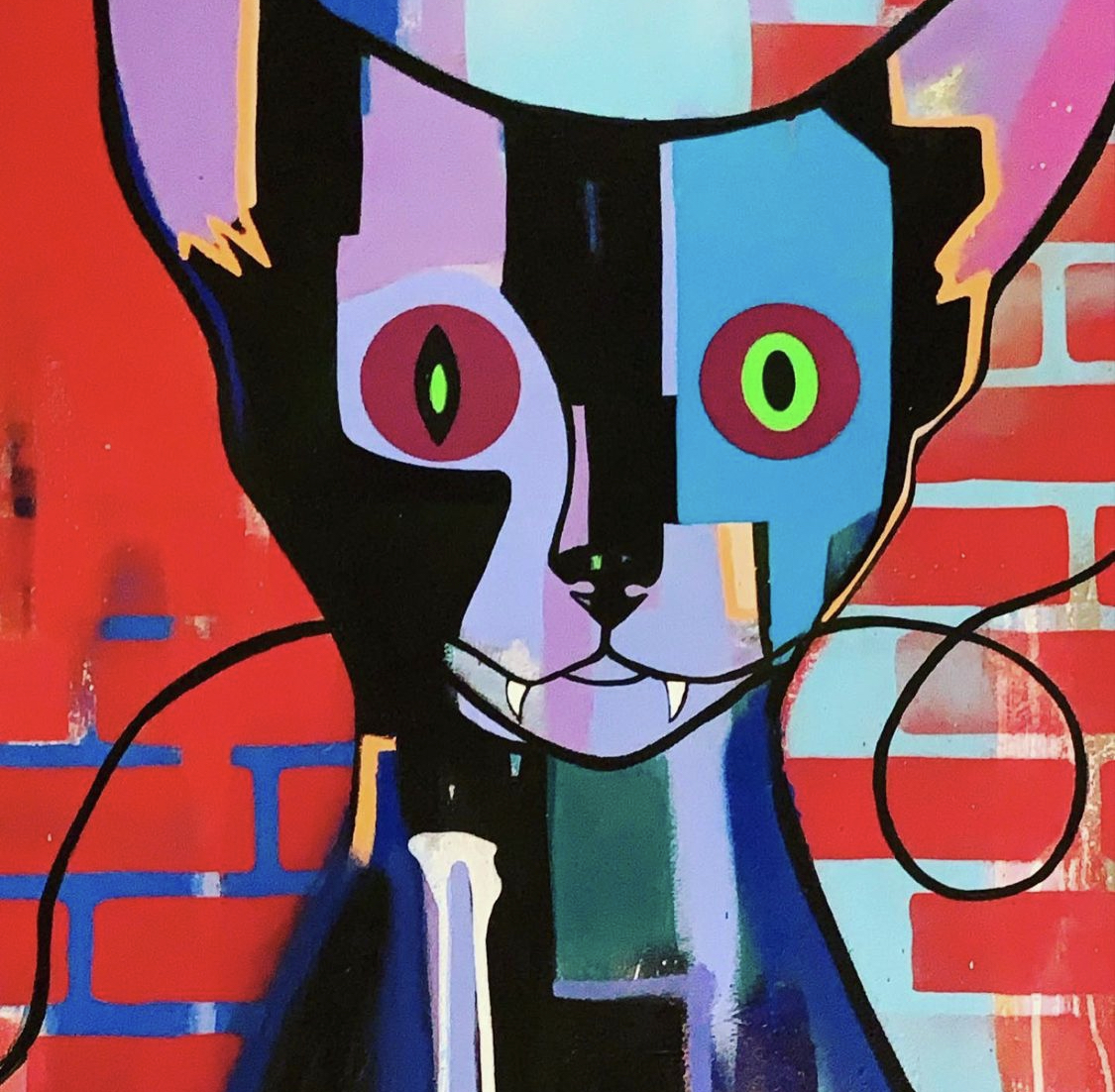 5.-Josephine-Barreiro_Alley-Cat-detailed-view_acrylic-spray-paint-oil-stick-on-canvas_72-x-41-in.