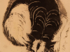 Sylvia Wald "Sleeping Dog" 1964 Woodcut on Paper 19.625-x-23.75