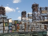 Waste containers and rail bridge near Broadway, Jersey City, NJ